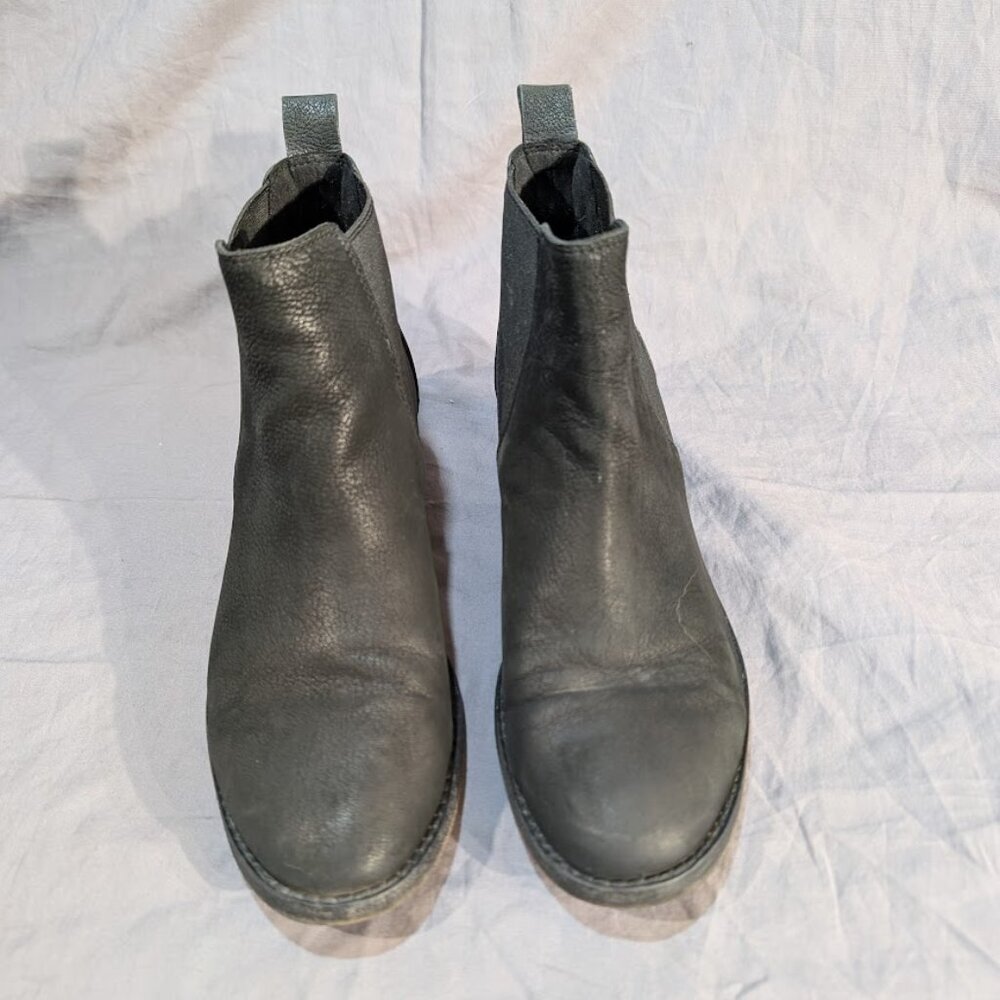 Eileen Fisher Hudson Black Nubuck Bootie Chelsea Slip On Boots Women Size 6.5